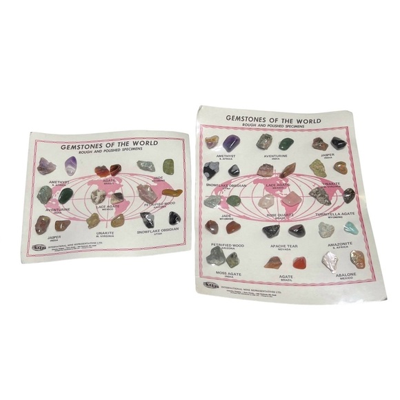 Vintage Gemstones of the World Display Cards Rough & Polished Stones - Picture 1 of 10